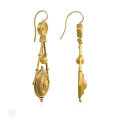Antique Etruscan revival scarab earrings
