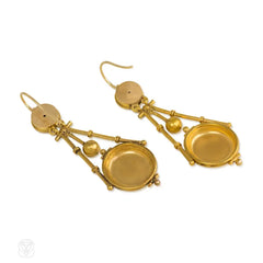 Antique Etruscan revival scarab earrings