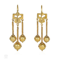 Antique Etruscan style girandole pendant earrings
