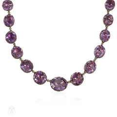 Antique foiled amethyst riviere necklace