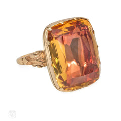 Antique foiled-back topaz and gold ring