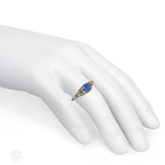 Antique foiled sapphire and diamond ring