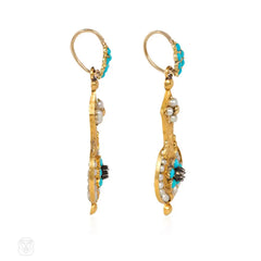 Antique forget-me-not earrings, France