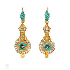 Antique forget-me-not earrings, France