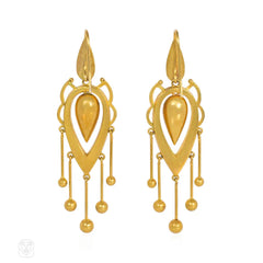 Antique framed drop pendant earrings