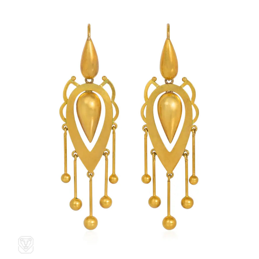 Antique framed drop pendant earrings