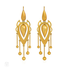 Antique framed drop pendant earrings