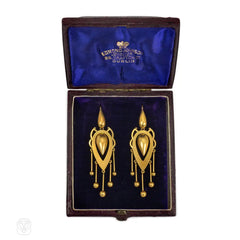 Antique framed drop pendant earrings