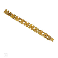 Antique French diamond and gold lozenge pattern bracelet