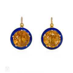 Antique French gold and citrine drop earrings