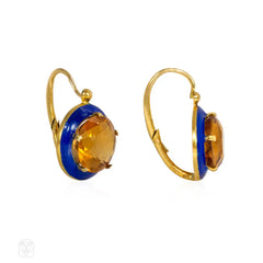 Antique French gold and citrine drop earrings