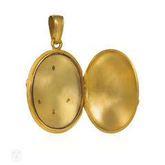 Antique French gold and diamond anchor locket