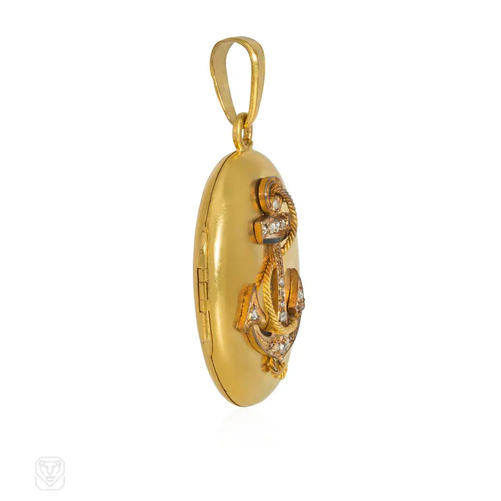 Ancer Locket Antique French gold and diamond anchor locket – Kentshire