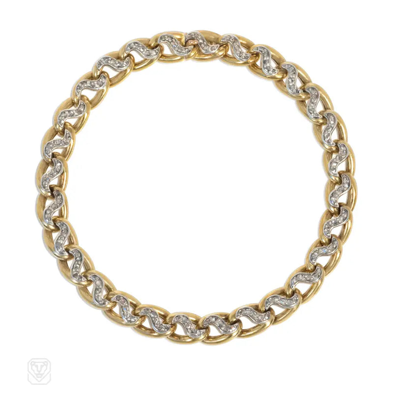 Antique French Gold And Diamond Link Bracelet