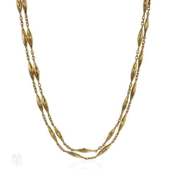 Antique French gold longue chaine necklace