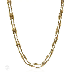 Antique French gold longue chaine necklace