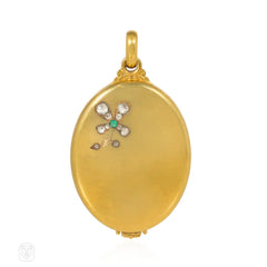 Antique French gold mirror pendant