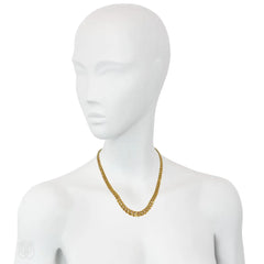 Antique French reversible gold curblink necklace