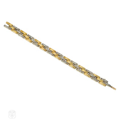 Antique french striped diamond gatelink bracelet