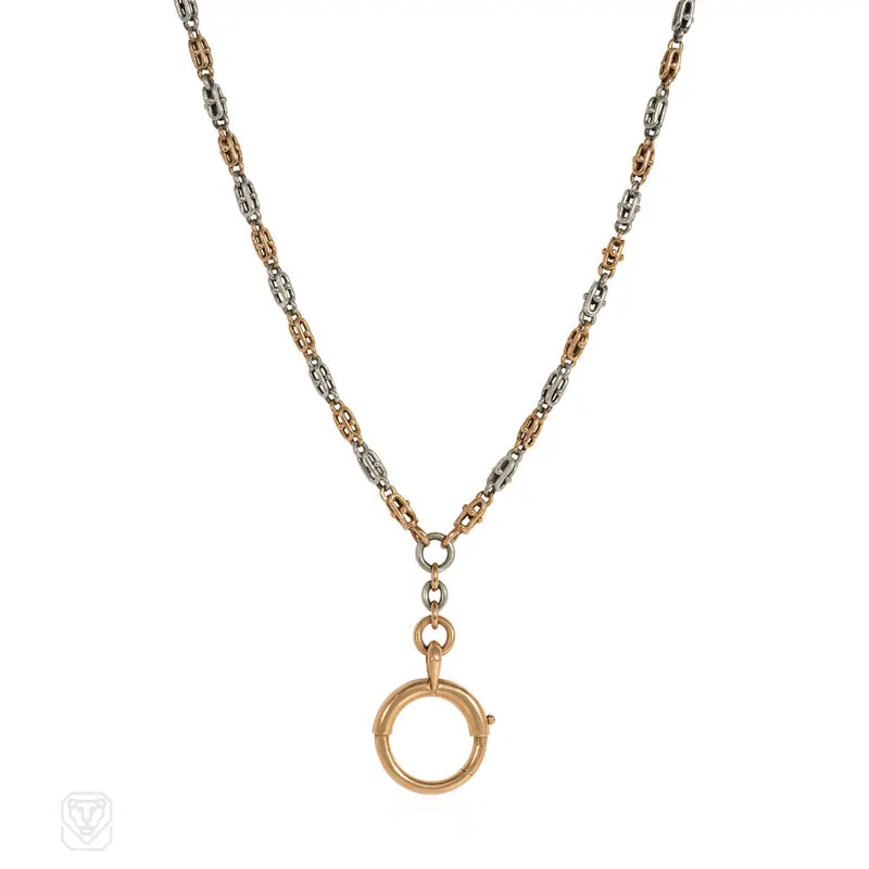 Antique French Two - Color Gold And Platinum Chain