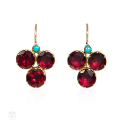 Antique garnet and turquoise earrings