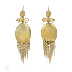 Antique garnet and white enamel fringe earrings