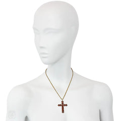 Antique garnet cross pendant