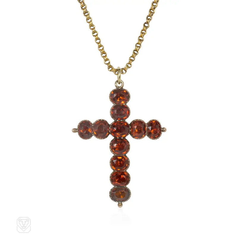 Antique Garnet Cross Pendant