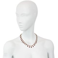 Antique garnet fringe rivière necklace