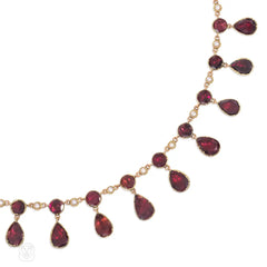 Antique garnet fringe rivière necklace