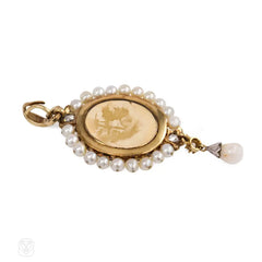 Antique garnet, pearl and diamond pendant