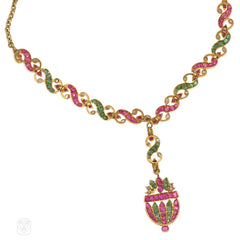 Antique gem-set giardinetto necklace