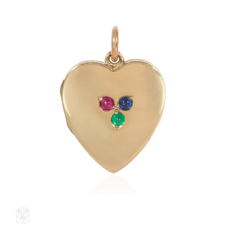 Antique gemset heart locket