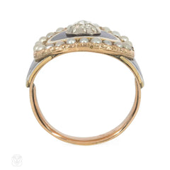 Antique Georgian enamel, pearl, and diamond ring