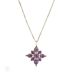 Antique gold and amethyst pendant on chain
