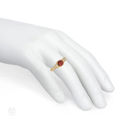 Antique gold and cabochon garnet ring, French import
