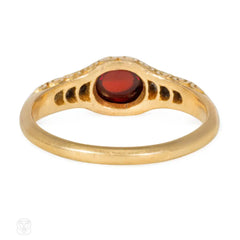 Antique gold and cabochon garnet ring, French import