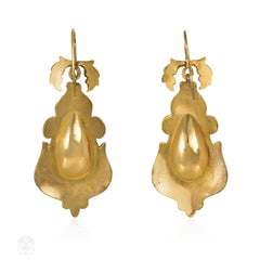 Antique gold and chrysoprase pendant earrings