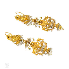 Antique gold and citrine chandelier earrings