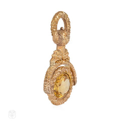 Antique gold and citrine swivel fob