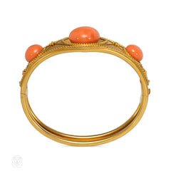 Antique gold and coral bead bracelet