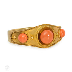 Antique gold and coral bead bracelet