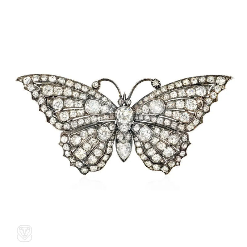 Antique gold and diamond butterfly brooch