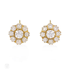 Antique gold and diamond cluster earrings