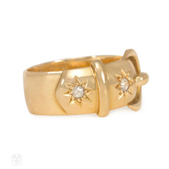 Antique gold and diamond garter ring, England