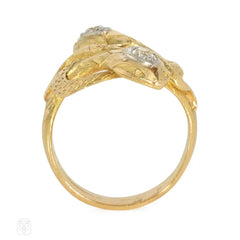 Antique gold and diamond intertwined snake ring