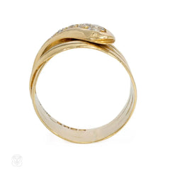 Antique gold and diamond snake ring, London