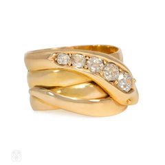 Antique gold and diamond snake ring, London