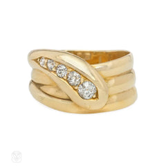 Antique gold and diamond snake ring, London