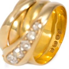 Antique gold and diamond snake ring, London